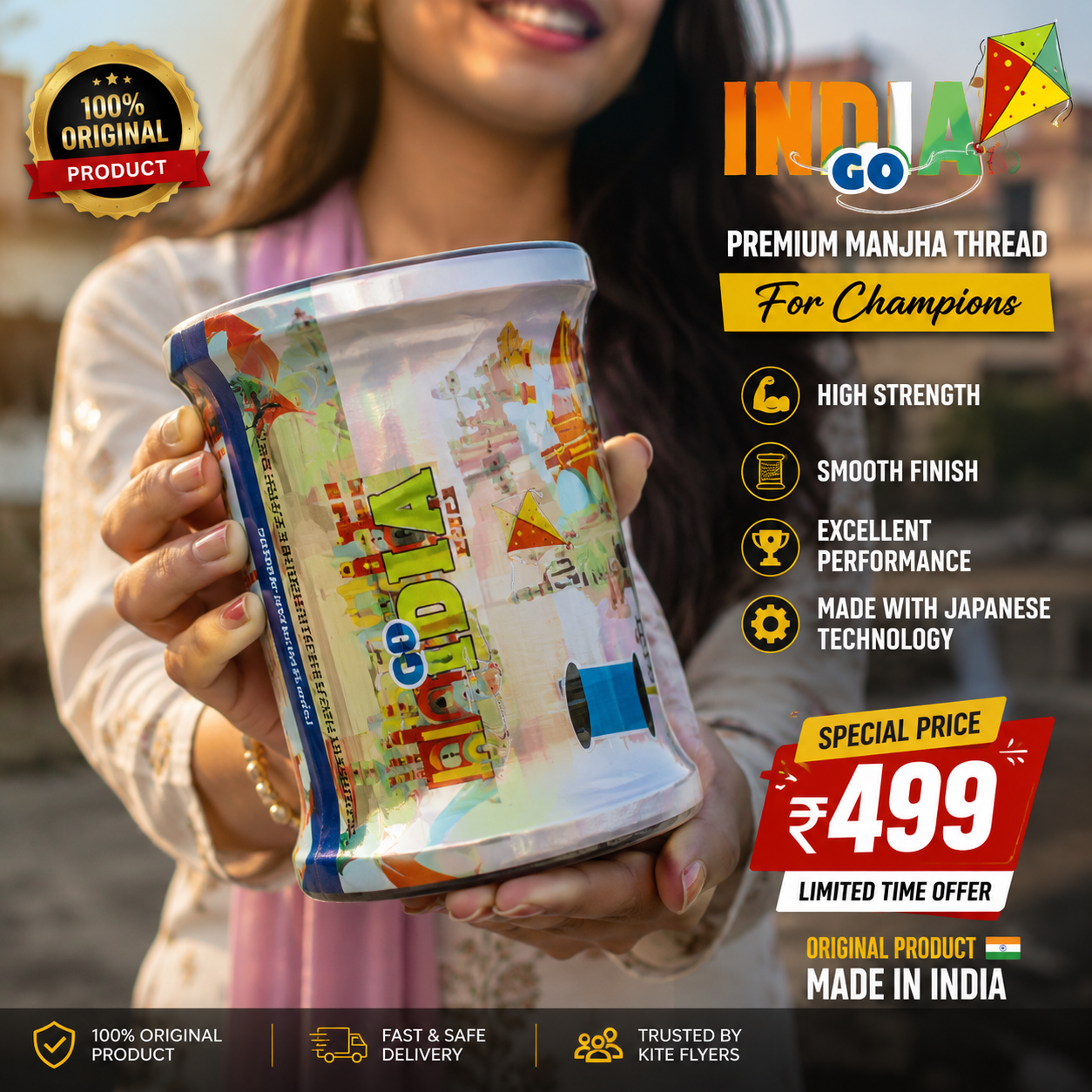 India Go Premium Manjha Thread Roll - Image 2