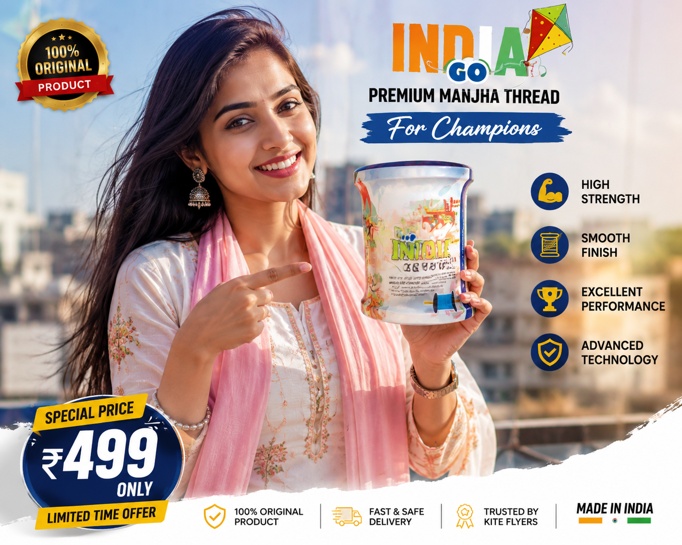 India Go Premium Manjha Thread Roll - Image 4